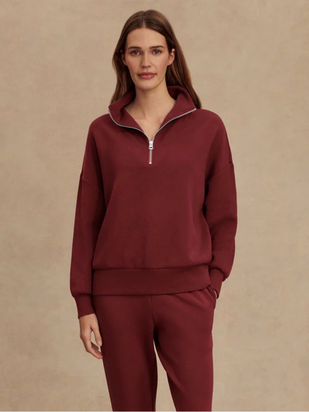 NWT Varley Hawley Half-Zip Pullover in New Maroon - Picture 2 of 14